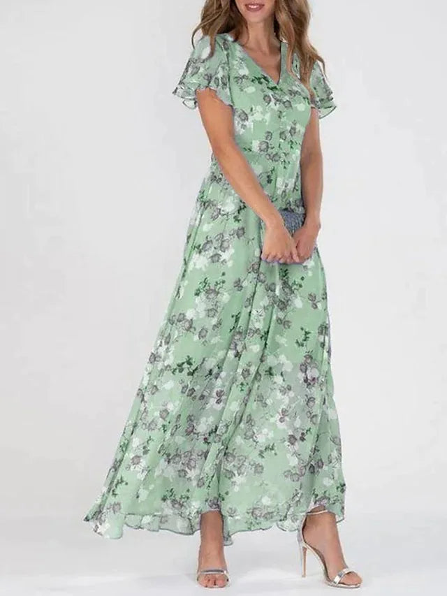 Graceful Floral Chiffon Gown