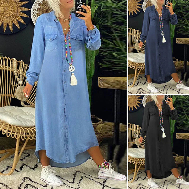 Women’s Solid Color Denim Dress