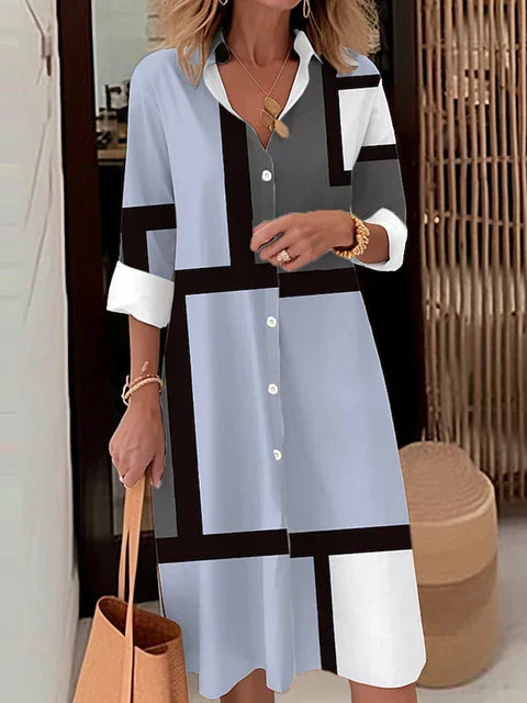 Chic Button-Up Dress with Elegant Accents