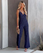 Lace-Trimmed Sleeveless Jumpsuit