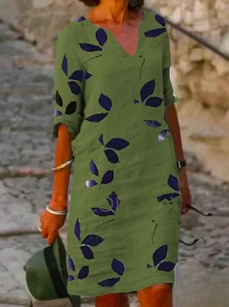 Floral Print Half Sleeve Dress for Women