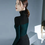 Chic Velvet Patchwork Turtleneck Sweater