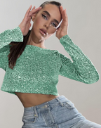 Women's Shimmering Sequin Crop Top