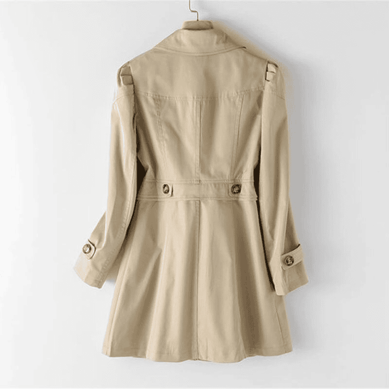 Women's Padded Shoulder One-Button Trench Jacket