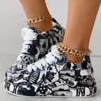 Women's Layered Sneakers with Graffiti Print
