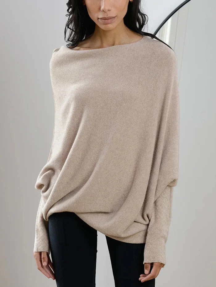 Asira - Off-Center Draped Sweater