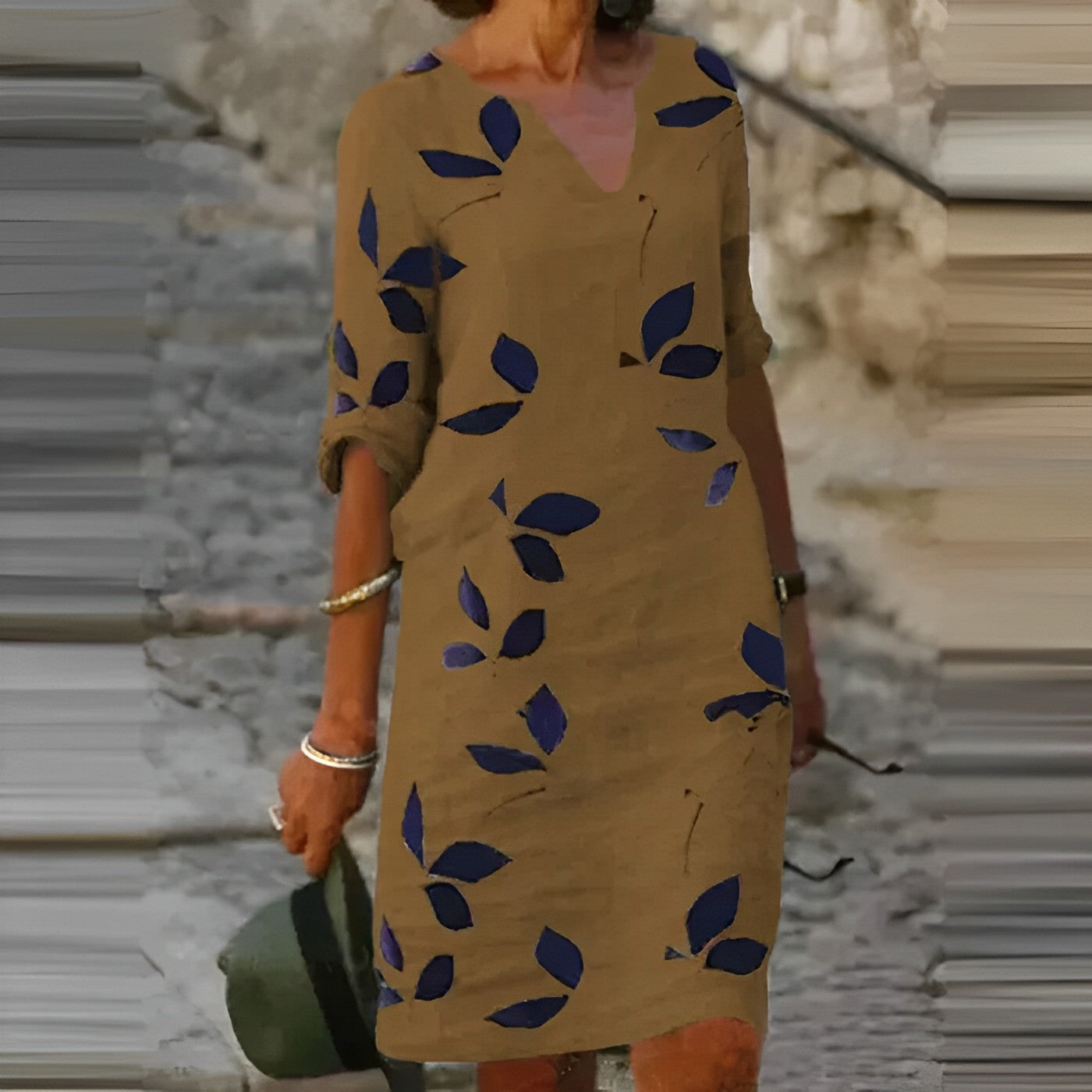 Delightful Women's Summer Dress Featuring Leaf Print
