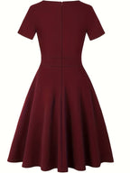 Elegant Blue Dress with Lace Details and Tailored Waist