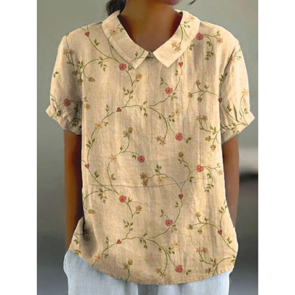 Floral Cotton Blouse with Pastoral Charm
