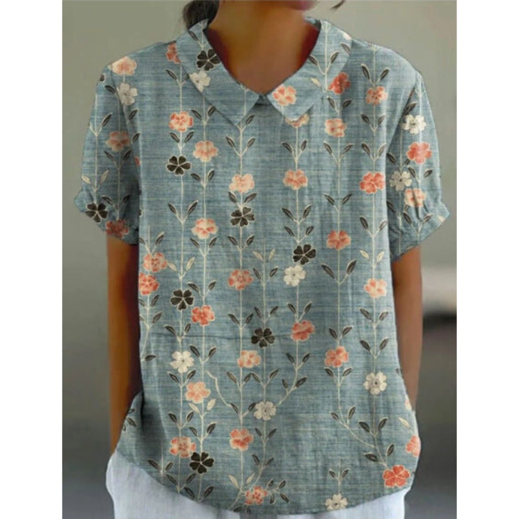 Floral Cotton Blouse with Pastoral Charm