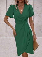 Chic Short Sleeve Wrap Dress