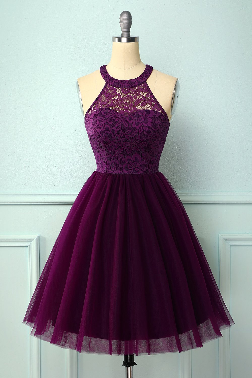 Burgundy Halter Dress for Confirmation Celebration