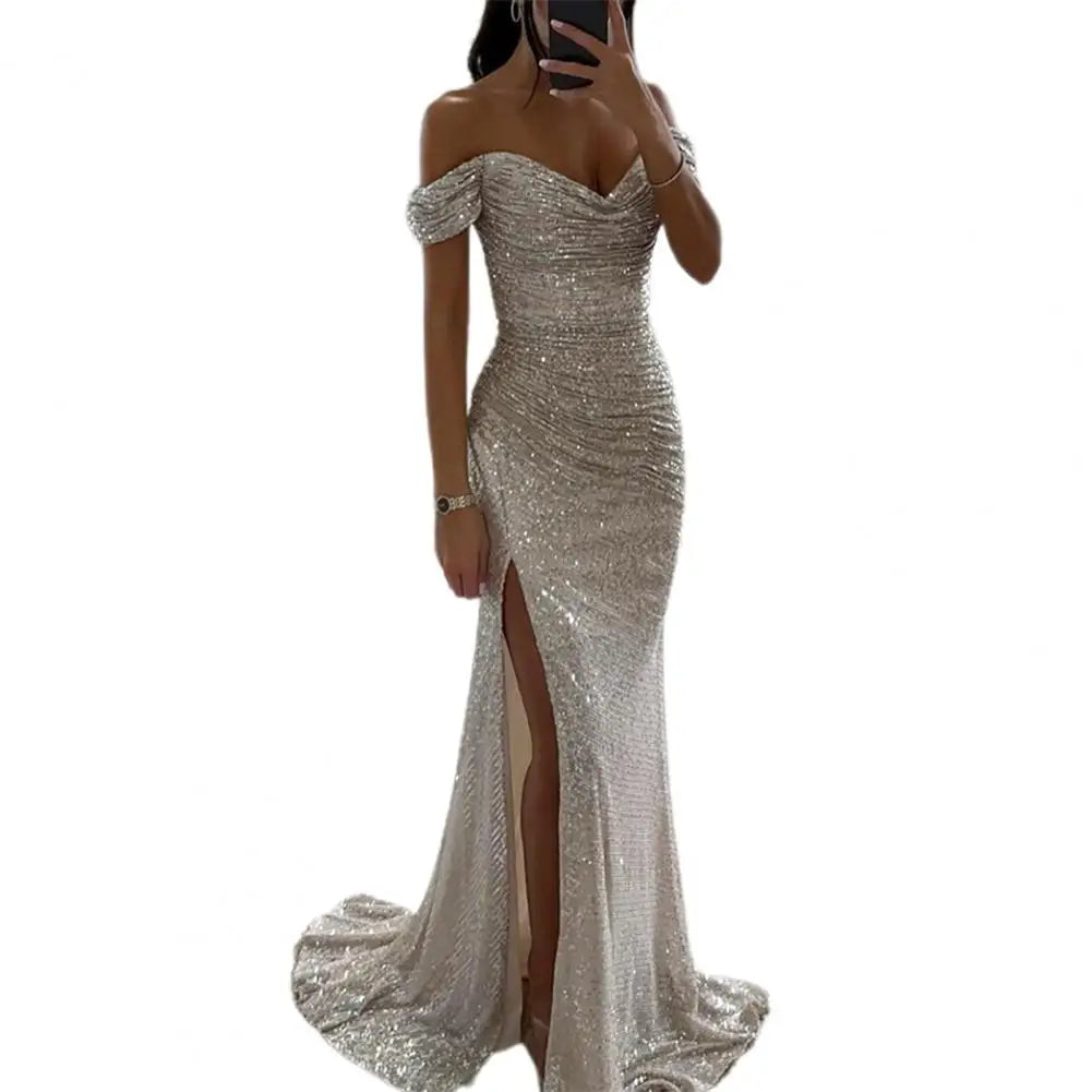 Chic V-Neck Evening Gown
