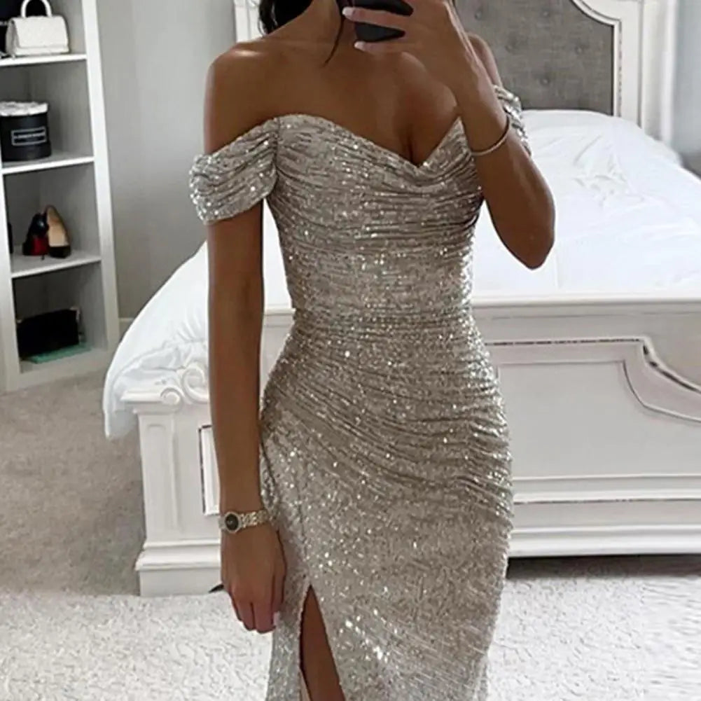 Chic V-Neck Evening Gown