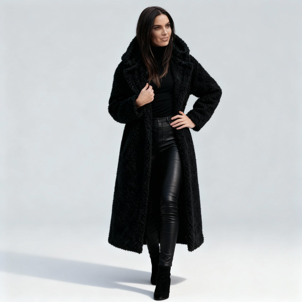 Stylish Long Plush Fleece Coat for Women
