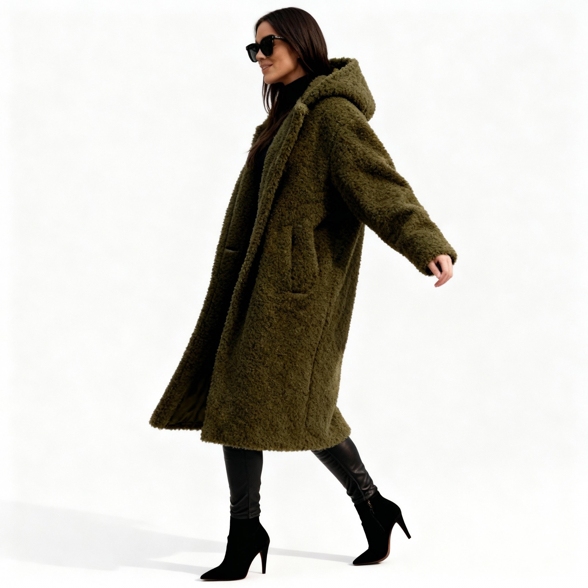Stylish Long Plush Fleece Coat for Women