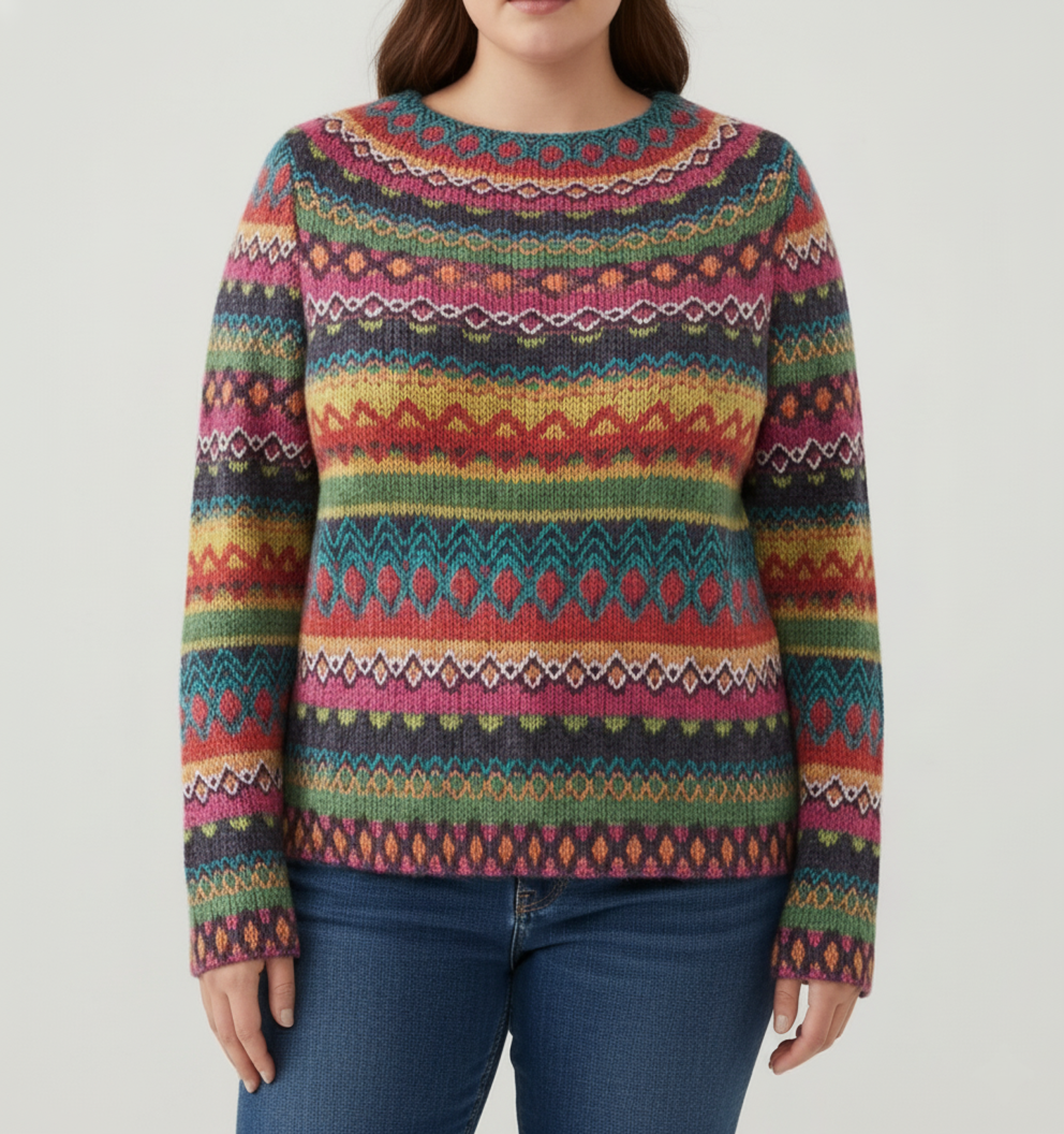 Plus Size Women's Colorful Knit Sweater