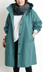 Women's Plus Size Hooded Trench Coat
