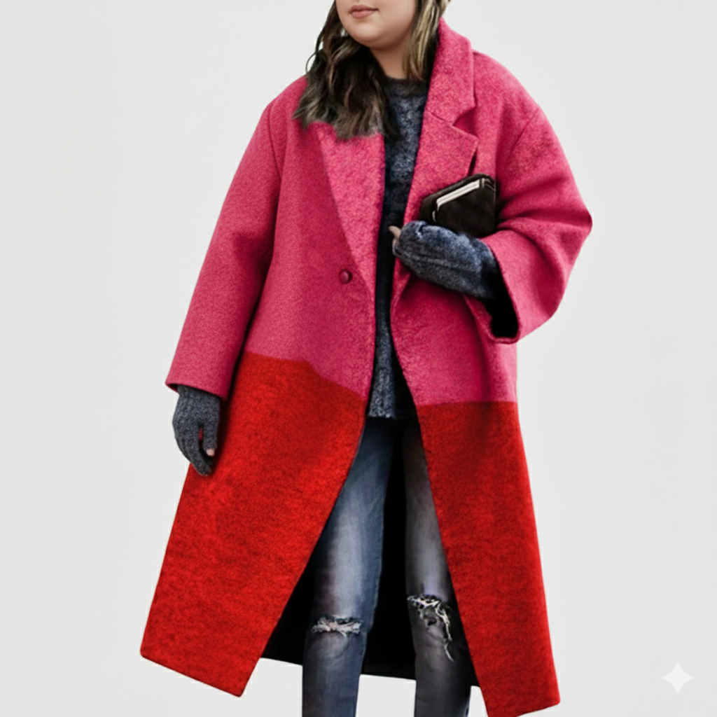 Plus Size Women's Long Wool Coat
