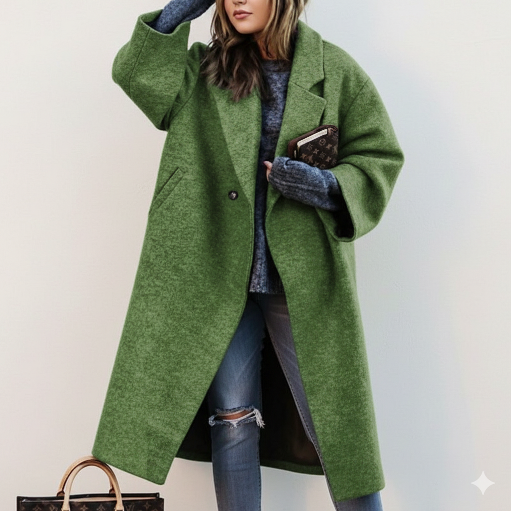 Plus Size Women's Long Wool Coat