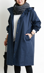 Women's Plus Size Hooded Trench Coat