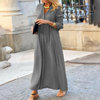 Chic V-Neck Maxi Dress for Summer with Elbow-Length Sleeves