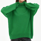 Basic Knit Oversized Turtleneck Sweater for Women