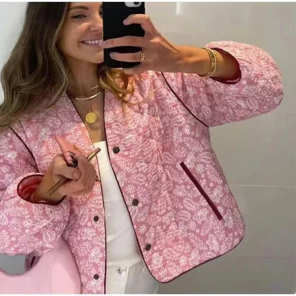 BLOOM – Women's Pink Quilted Patchwork Coat