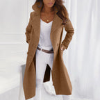 Chic Wool Coat with Stylish Folded Collar
