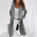 Chic Wool Coat with Stylish Folded Collar