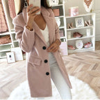Women's Notched Collar Double-Breasted Wool Coat