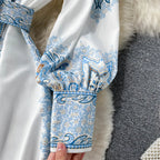 Floral A-Line Dress with Belted Waist Detail