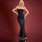 Chic Strapless Evening Gown with Ruffled Waist Details