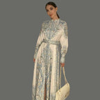 Floral A-Line Dress with Belted Waist Detail