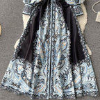 Floral A-Line Dress with Belted Waist Detail