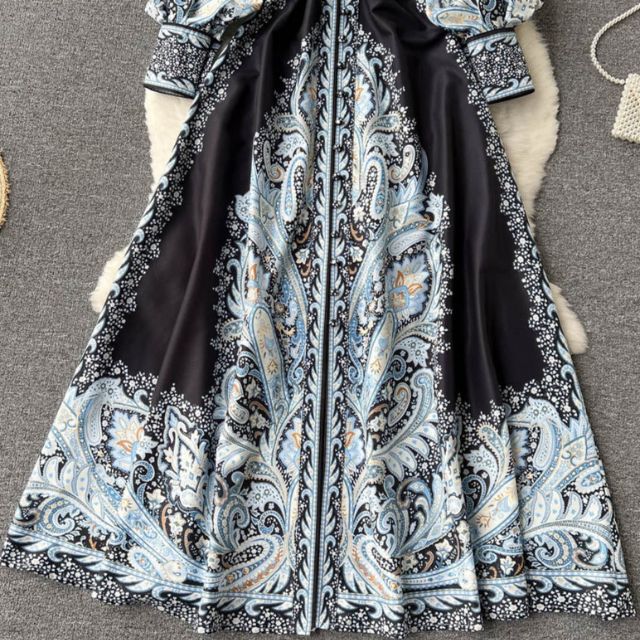 Floral A-Line Dress with Belted Waist Detail