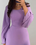 Women's Noemie Long Sleeve Bodycon Dress with Round Neck
