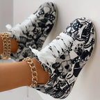 Women's Layered Sneakers with Graffiti Print