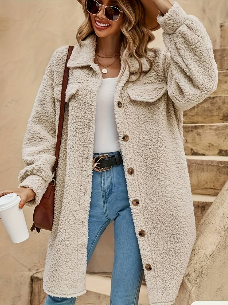 Women's Solid Color Teddy Coat