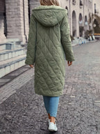 Quilted Cotton Hooded Coat with Long Sleeves