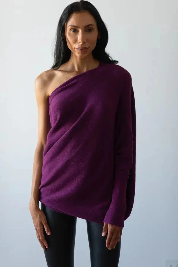 Asira - Off-Center Draped Sweater